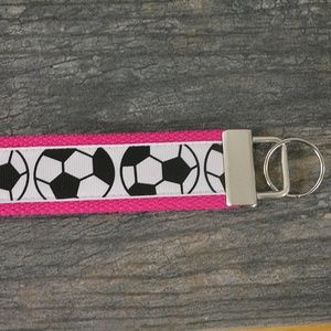 Girl Soccer Wristlet Keychain - Pink